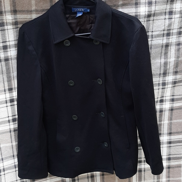 Double Breasted J. Crew Classic Black Peacoat Office Church READ - Picture 1 of 12